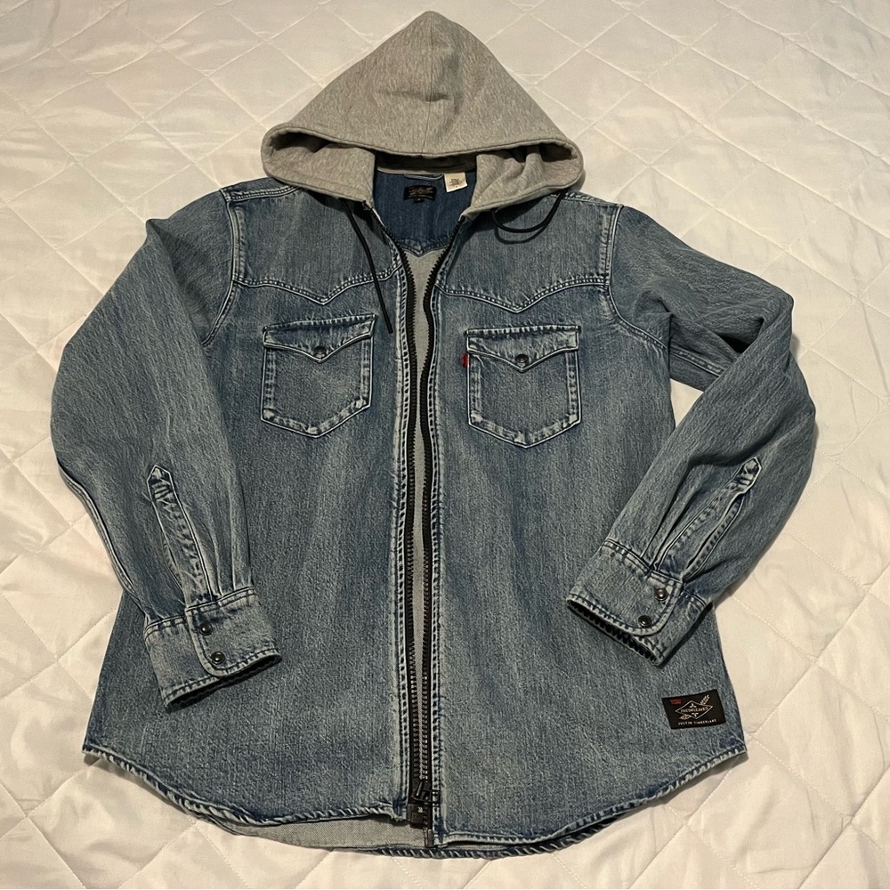 Fresh Leaves Justin Timberlake Levi’s Denim Jacket Zip Up Hoodie Jacket M Rare